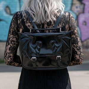 🖤 Shiny Bat Wing Backpack - Goth Princess Core 🖤